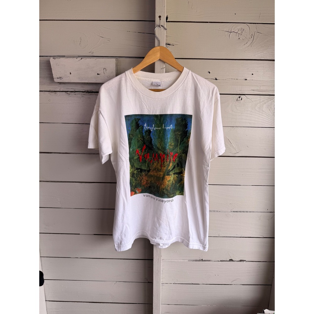 Vintage Murina Vampire Vineyards Transylvania Imports White Graphic T-Shirt L